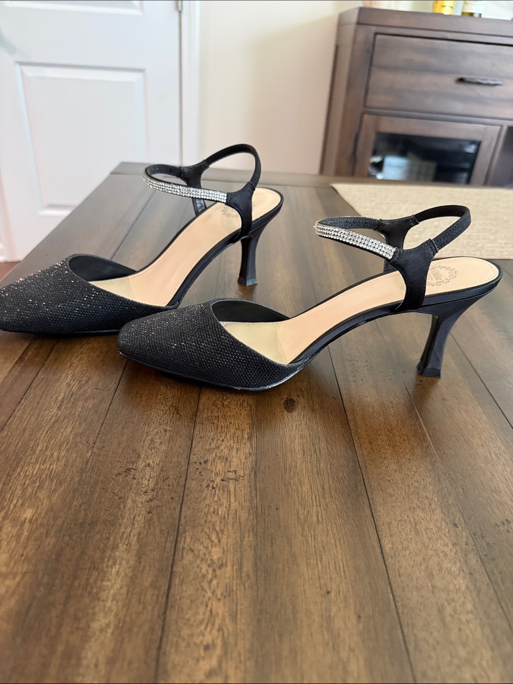 I. Miller Black Rhinestone Slingback Heels Size 10M